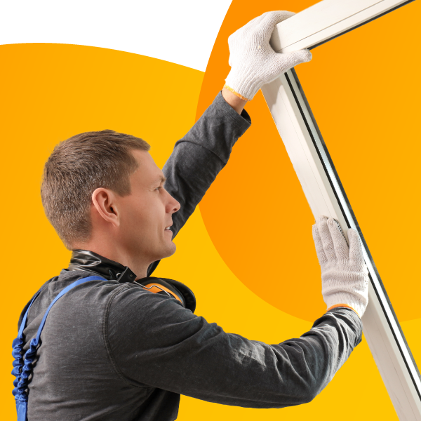 A window professional installing a new window.