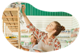 Convenience store worker stocking shelves